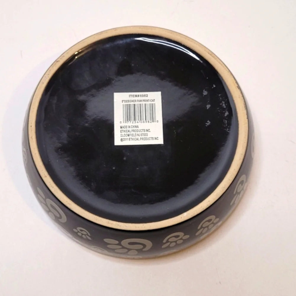 Paw Print Pet Dish Glazed Ceramic NWT